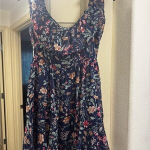 Lulu's Navy Floral Midi Dress